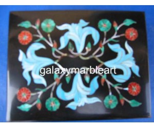 Black marble inlay work jewellery  box-RE34122